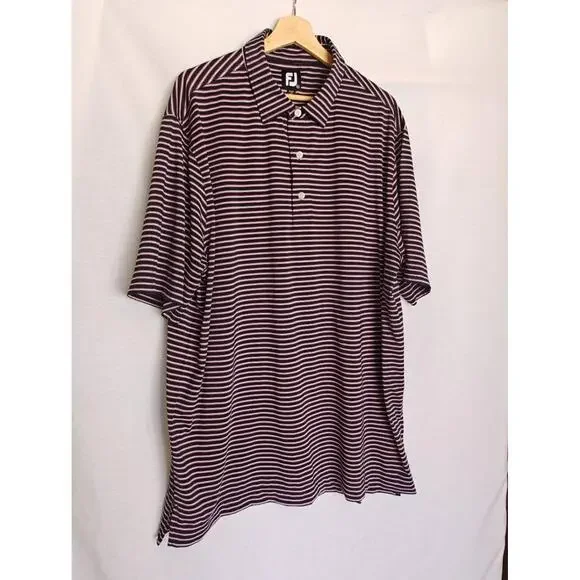 FootJoy Shirt Polo Striped Blue Red 2XL Short Sleeve Athletic Golf 28112 - Picture 4 of 7